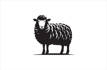 Fototapeta premium a black-and-whit sheep against a white background in a straightforward and inconspicuous vector silhouette