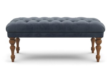 Blue minimalist bench. Interior design concept. Isolated object on white background