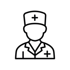 A simple line art icon depicting a doctor.  Perfect for medical websites and applications