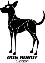 Dog Robot Dog Robotic Logo Design, futuristic design, isolated cybernetic dog, robotic animal concept for futuristic