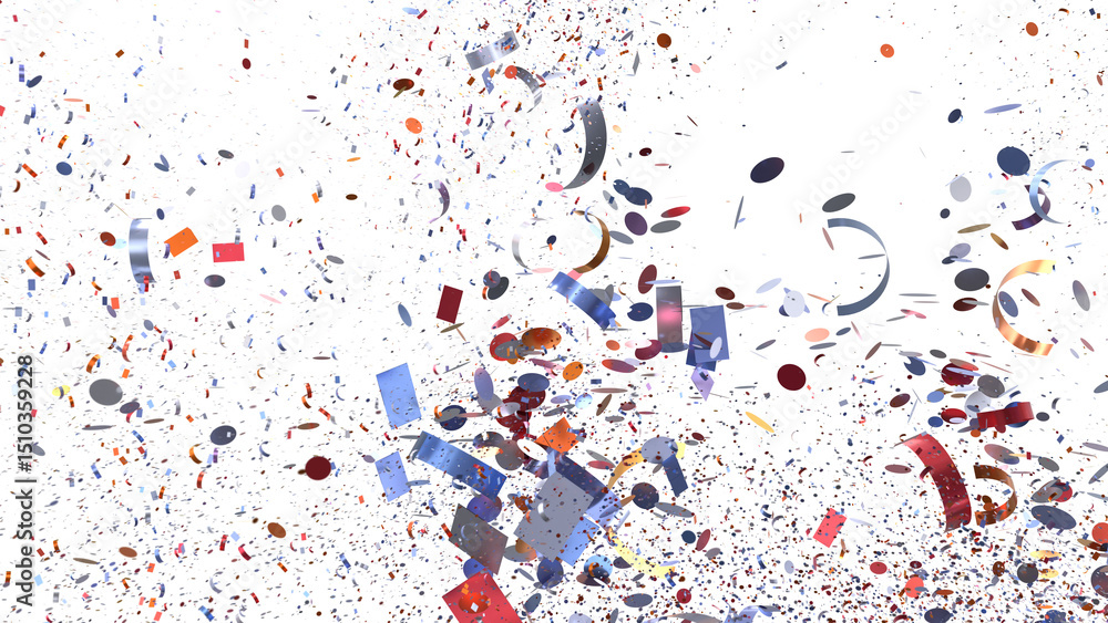 Poster high-resolution image of colorful confetti exploding, ideal for celebration backgrounds, party invit