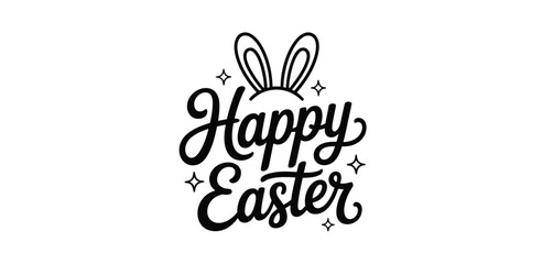 Happy Easter Bunny Ears Lettering Design