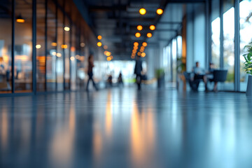 Fototapeta premium Business office with blurred people casual wear, with blurred bokeh background