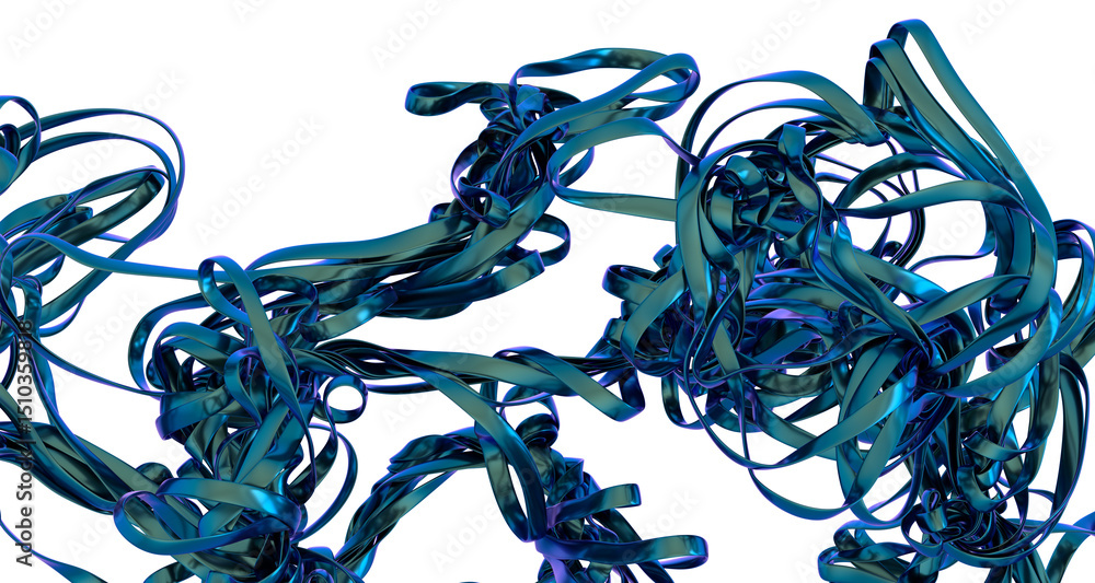 Aufkleber intricate 3d render of blue ribbons intertwined. perfect for technology, science, or abstract design