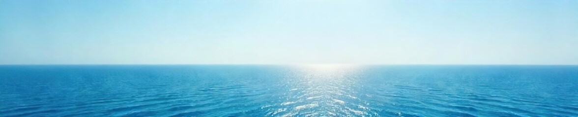 Fototapeta premium Vast, tranquil ocean stretching to the hazy horizon, a serene seascape under a clear sky Perfect for travel, nature, and serenity themes , marine, sky