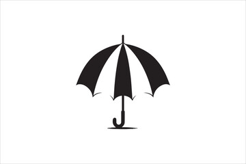 Fototapeta premium A black-and-white umbrella against a white background in a straightforward and inconspicuous vector silhouette