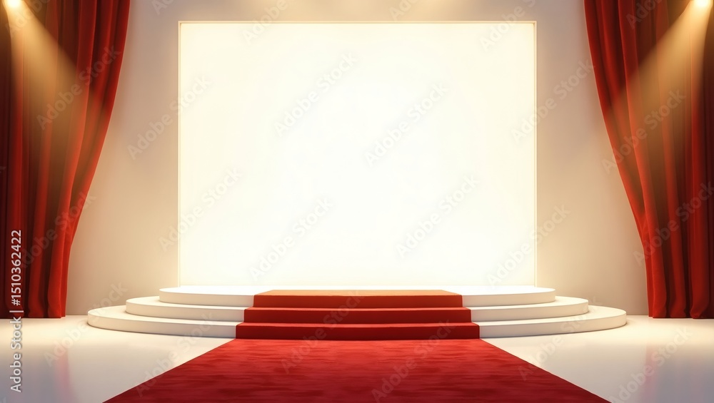 Poster a majestic stage is set with a red carpet, perfect for an awards show or a grand presentation. the s