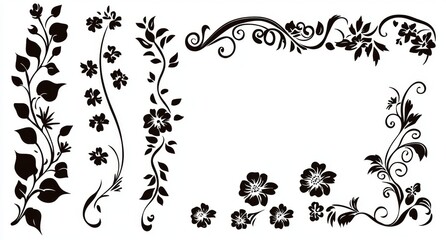 Doodle-Style Corner Borders with Floral Accents 