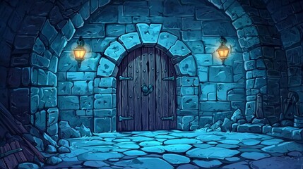 Eerie stone walls steeped in darkness.