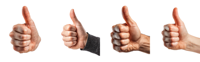 Four Hands with Thumbs Up Gesture for Positive Feedback and Approval