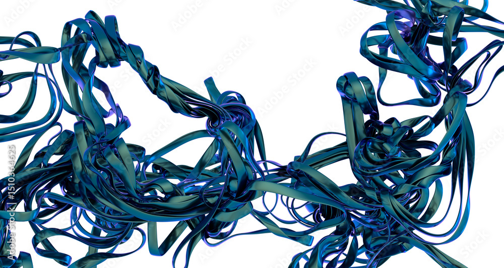 Aufkleber dynamic abstract background with swirling blue metallic ribbons. perfect for technology, design, and