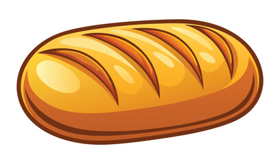 Cartoon Loaf of Bread with Sliced Top, Freshly Baked Illustration Style