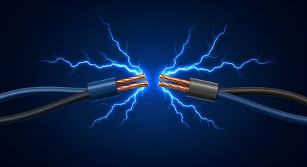 Fototapeta premium electric cable on blue background