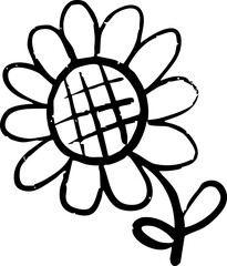 꽃 크레파스 라인 드로잉 아이콘(flower crayon line drawing icon)