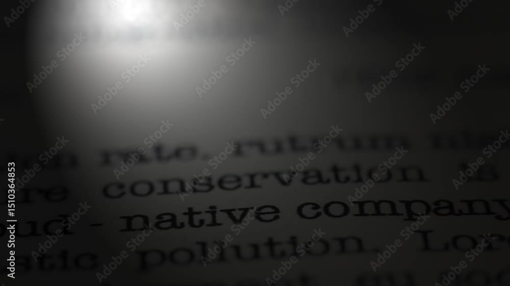 Poster cloud native company. moving text printed on a page. slow motion. a piece of paper with a phrase wri
