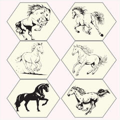 wild horse vector set for logo
