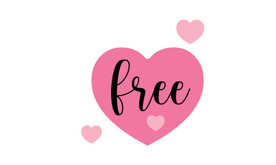 free, Hand drawn typography with pink heart