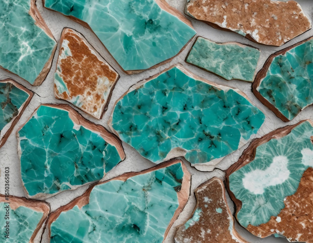 Poster vibrant amazonite stones reveal a stunning array of turquoise tones, intricately layered with natura