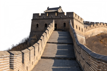 The Great wall China  unique isolated on white background PNG