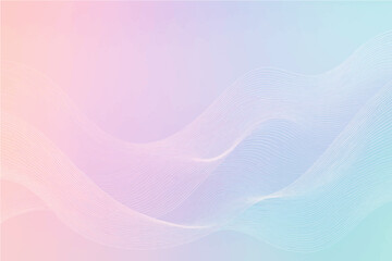 Abstract pastel gradient background with flowing wave lines vector.