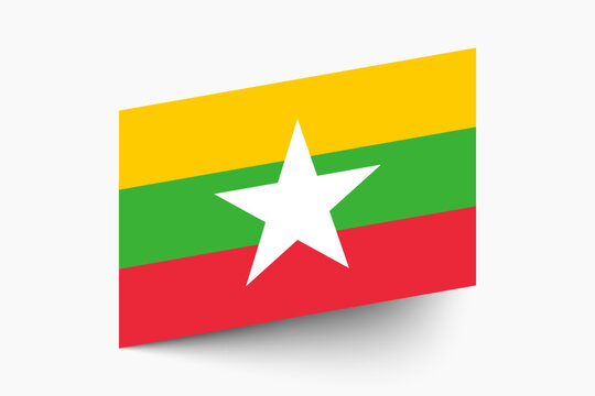 Flag of Myanmar. Myanmar flag official colors tilted icon digital vector illustration design.