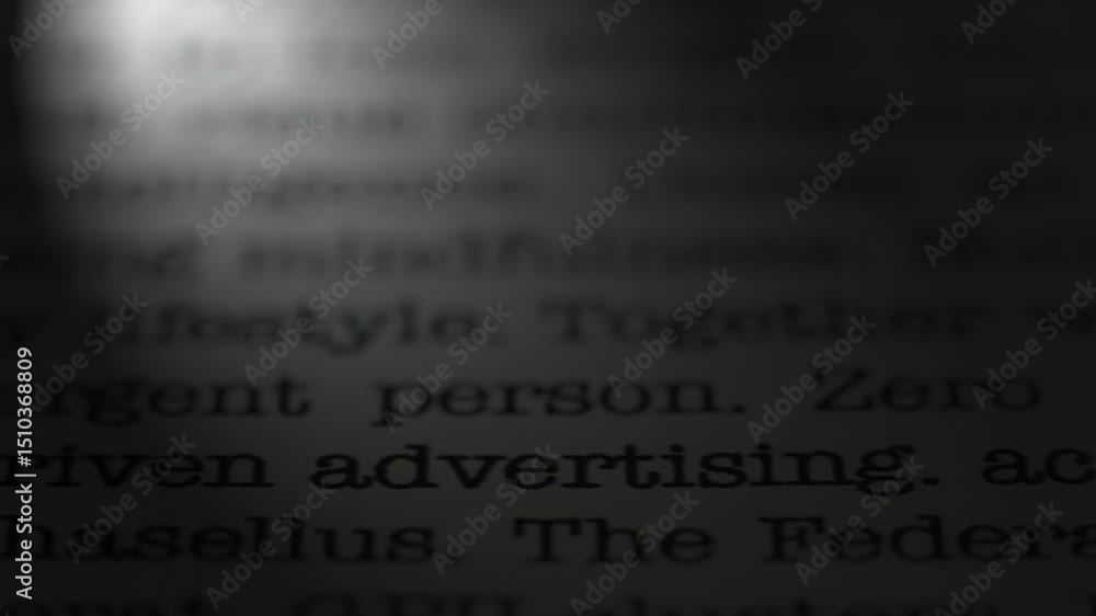 Aufkleber metrics driven advertising. topic. moving text printed on a page. headline. a piece of paper with a 