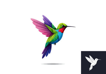 Obraz premium Colorful Vector Illustration of a Flying Hummingbird