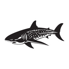 Fototapeta premium Whale Shark black silhouette of simple minimal vector