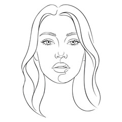 Woman Face Line Art Drawing Vector Illustration