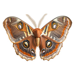 Colorful butterfly with intricate wing patterns and details isolated on white background, transparent background, cutout PNG