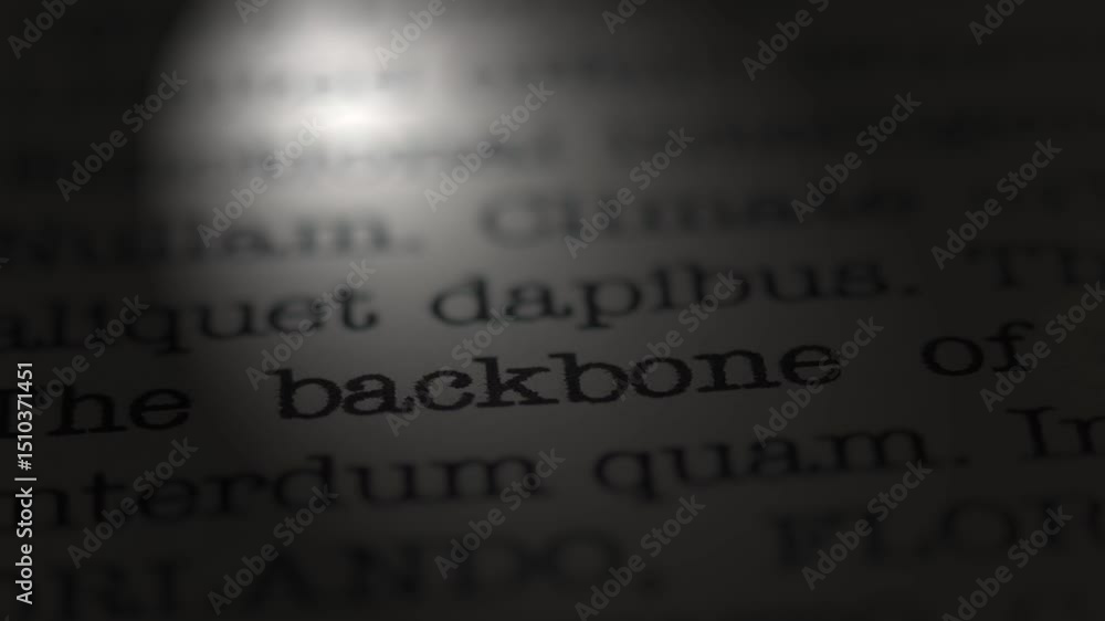 Poster the backbone of a successful business. moving text printed on a page. slow motion. a piece of paper 
