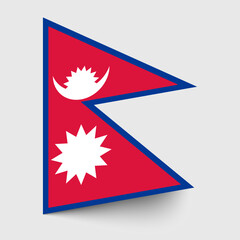 Fototapeta premium Flag of Nepal. Nepal flag official colors tilted icon digital vector illustration design.