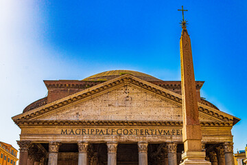 Facade of Pantheon in Rome, Italy