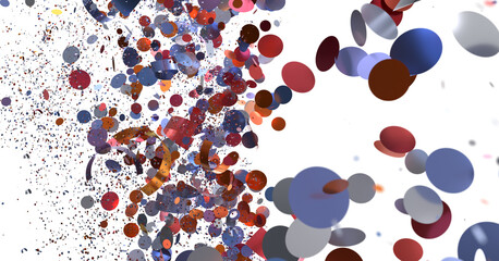 Vibrant red, blue, and orange confetti explosion. Perfect for celebration, party, or festive designs.