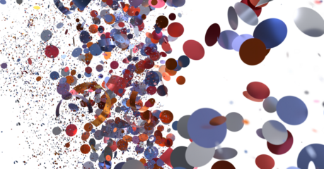 Vibrant red, blue, and orange confetti explosion. Perfect for celebration, party, or festive designs.