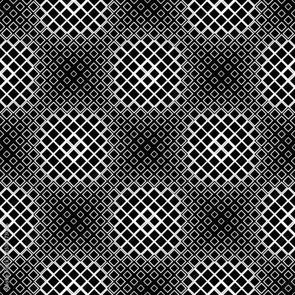 Poster abstract seamless square pattern background - monochrome vector graphic design with diagonal squares