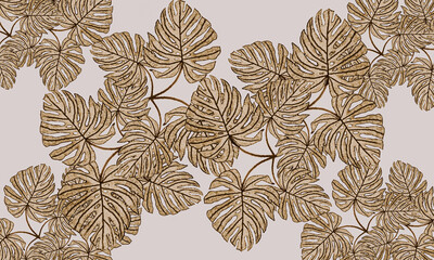 Green  tropical  plant  monstera leaves  wallpaper  background