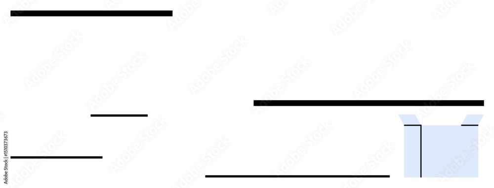 Aufkleber horizontal lines of varying thickness contrasted with an open box representing abstract concepts of 