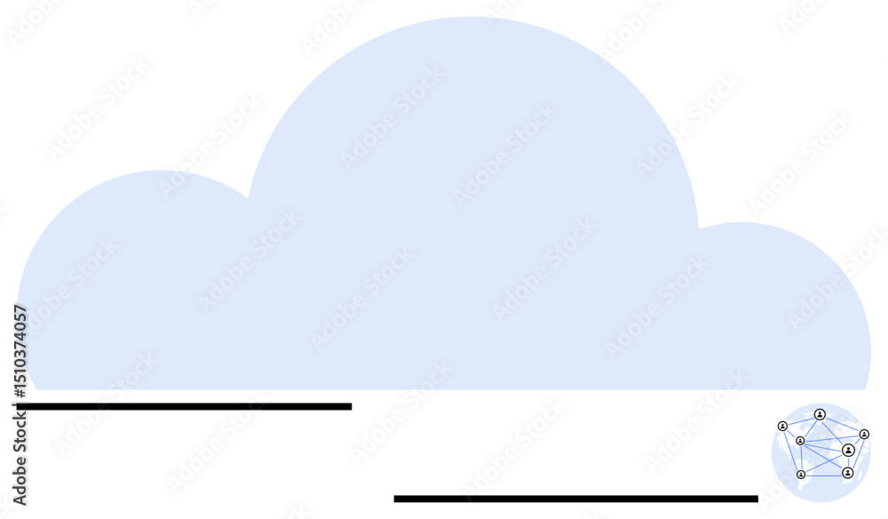Aufkleber blue cloud with small network diagram featuring connected nodes and two horizontal black lines. idea