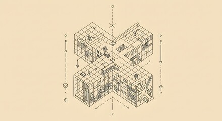 Obraz premium Geometric Abstract Illustration Featuring Symmetrical Patterns and Unique Textures in Monochrome