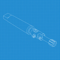 Mechanical engineering drawings. Tap tools, borer. Technical Design. Cover. Blueprint. Step Cutting Tool with Countersinking Function. Technical 3D Vector Illustration