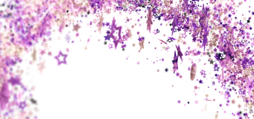 Festive background with purple and pink star confetti on white. Perfect for celebrations!