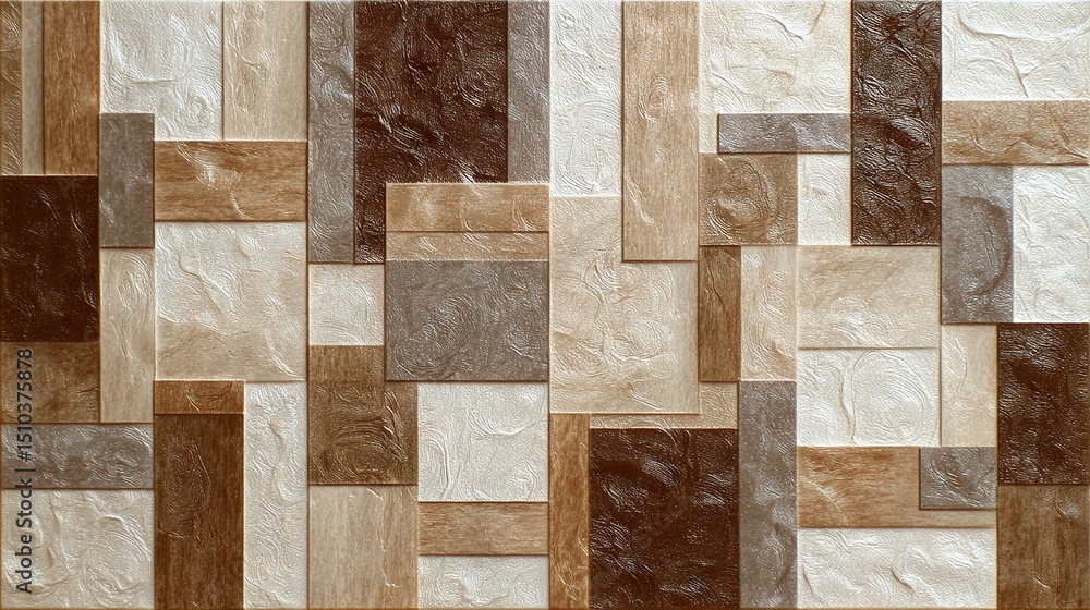Aufkleber subtle glass and fabric overlays enhance a square-based composition in muted browns with descending 