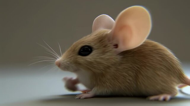 Adorable close up of a light brown field mouse with large ears