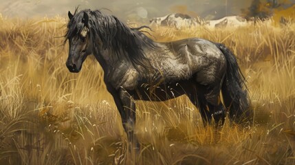  Heck Horse – Rare Horse Breed in Natural Setting