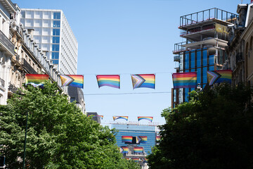 LGBT flags are hung around the city