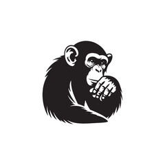 **"Expressive Chimpanzee Vector Silhouette: Intelligent Primate Design Featuring Strong Limbs, Thoughtful Posture, and Natural Form in Clean, Minimalist Style for Crafts and Digital Art"**
