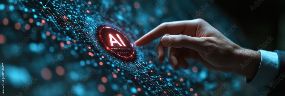 Poster exploring generative artificial intelligence with a digital interface
