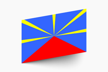 Fototapeta premium Flag of Reunion. Reunion flag official colors tilted icon digital vector illustration design.