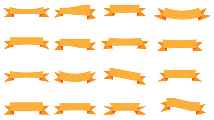 Obraz premium Set of 16 Curved Flat Ribbon Banner Vector Icons in Orange and Red for Decoration, Web Design, Labels, Badges, Posters, and Graphic Design Projects